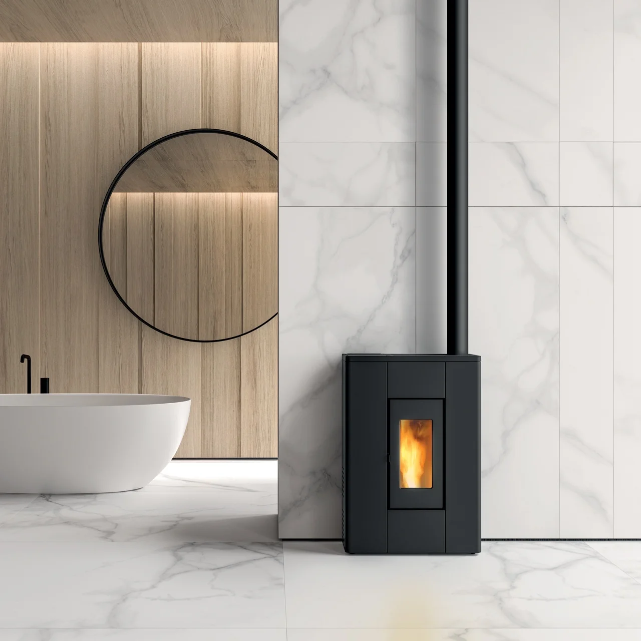 Poêle à granulés dans une chambre